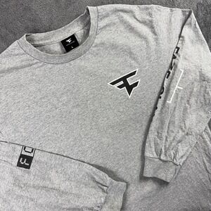 FaZe Clan Shirt Mens Large Gray Long Sleeve Logo Graphic Gaming Esports Tee